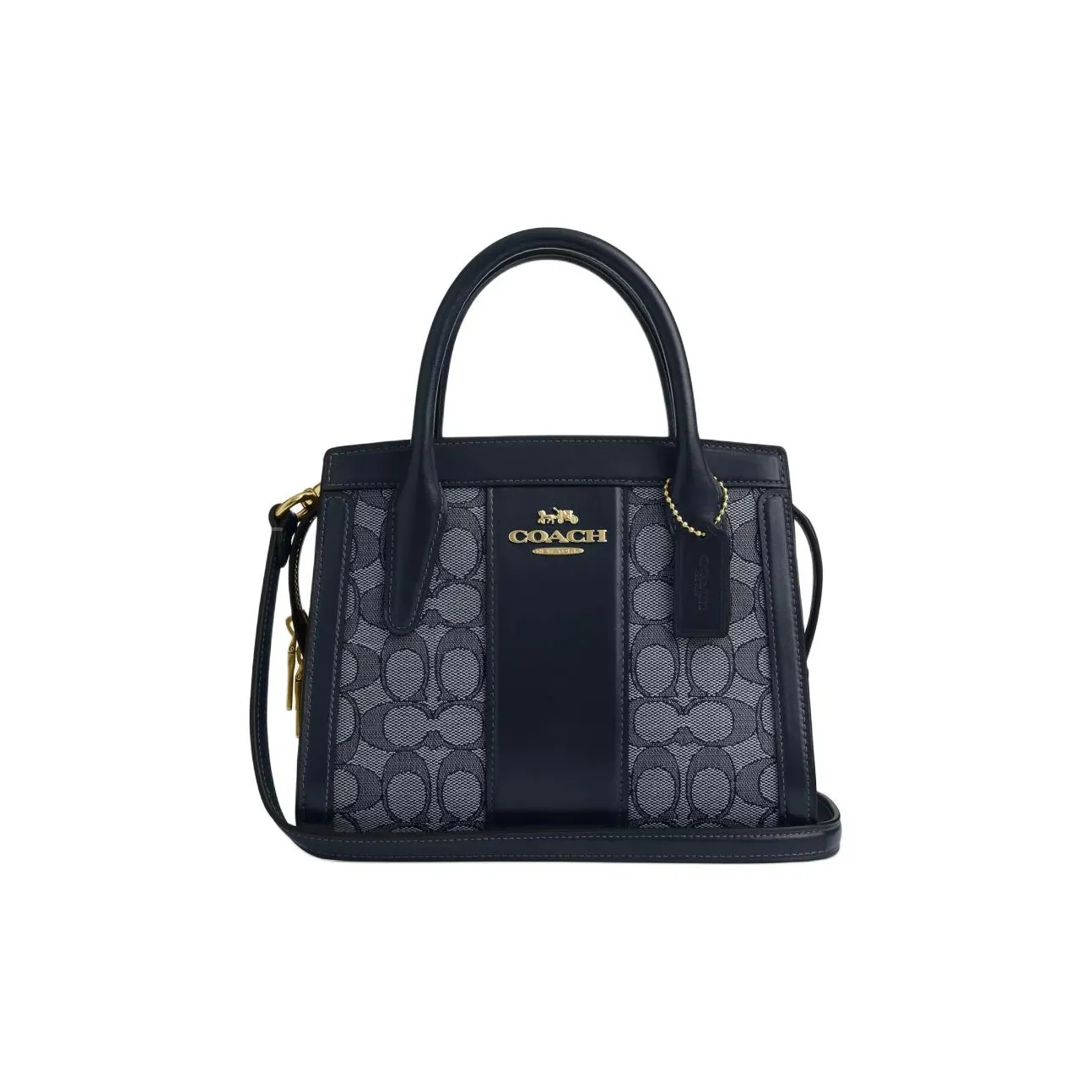 COACH ANDREA Jacquard With Calfskin Shoulder Bag Crossbody Bag Handbag Small Size Women's Midnight Navy