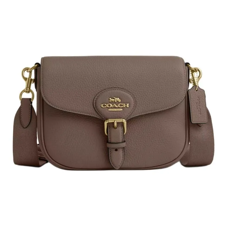 COACH Amelia Pebble Кожа Сумка через плечо Средняя Женская Темный Каменный цвет