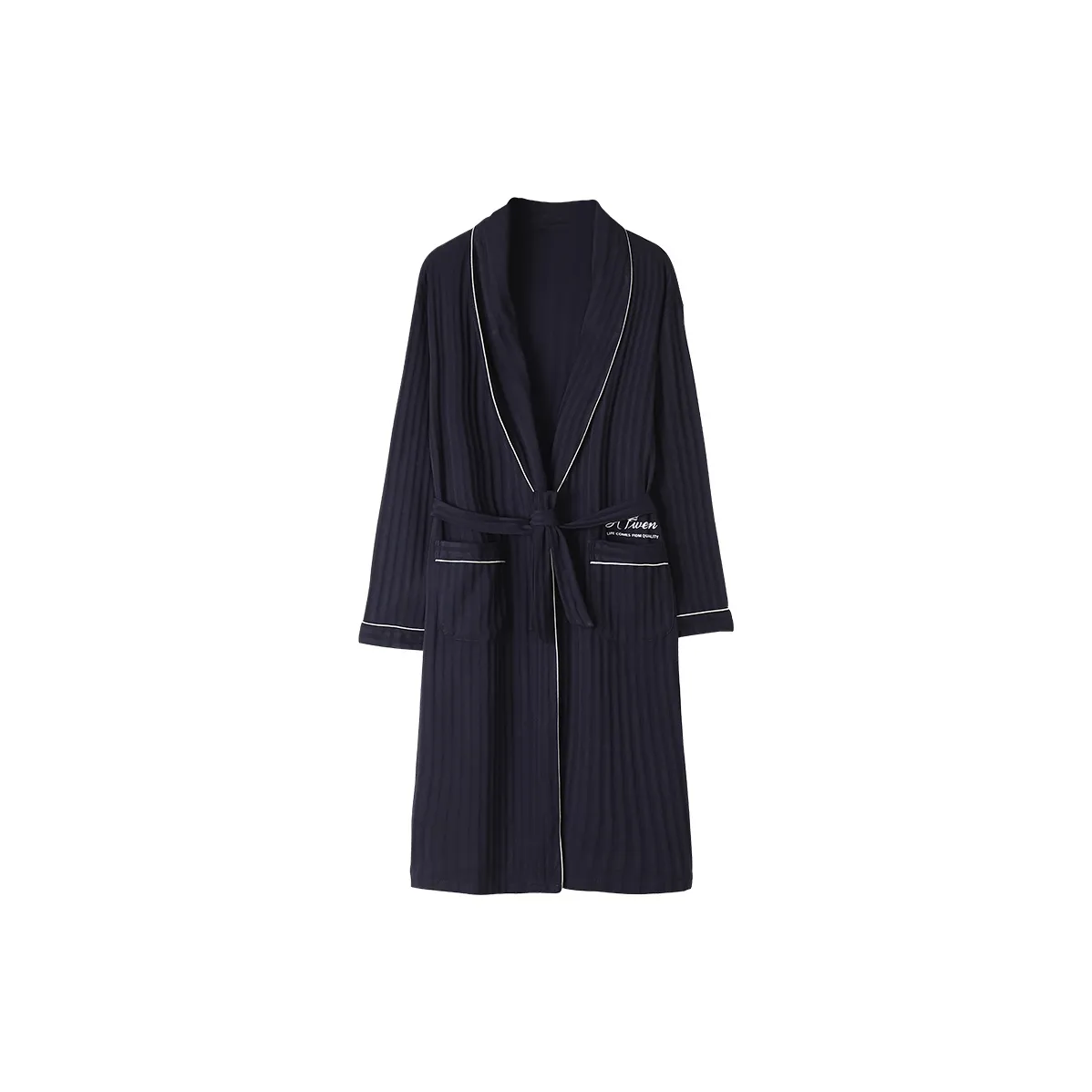 Qiao Ni Tong Pajama Robe Men's Navy Blue
