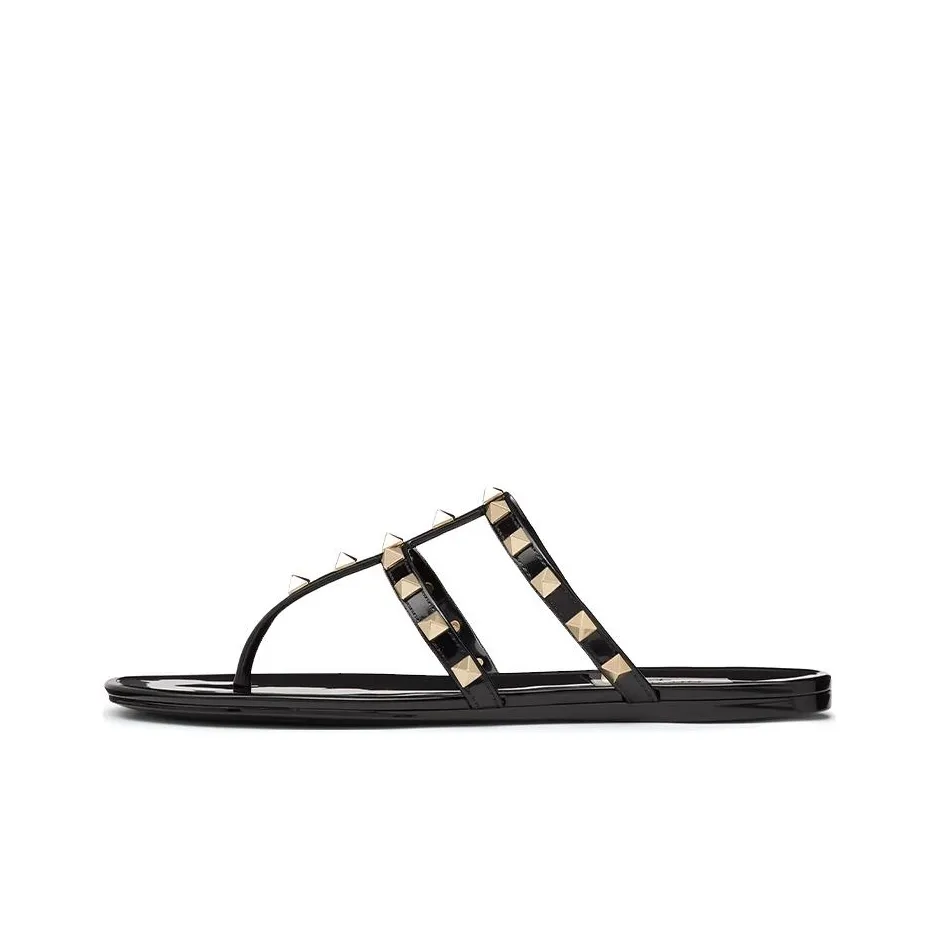 Valentino Rockstud Flip Flops Women's Black