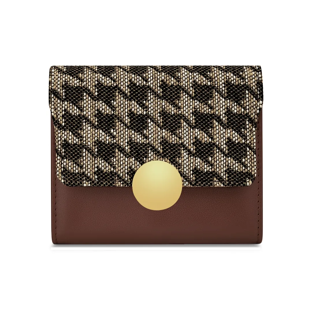 WilliamPOLO Коровья кожа с тканью длинный укороченный кошелек многофункциональный кошелек для монет обычный женский кофе