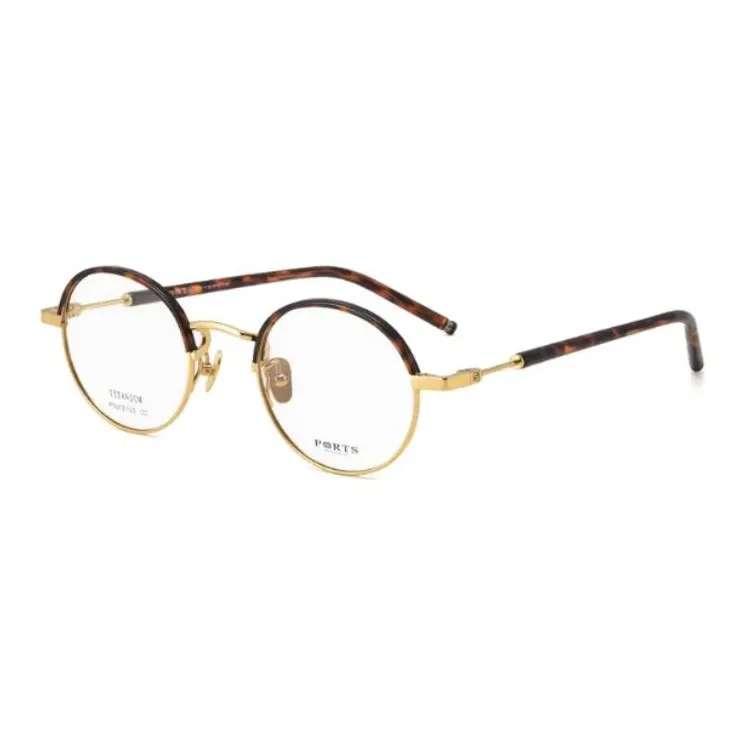PORTS Титановый сплав Круглые Оправы для очков Унисекс Черепаховый