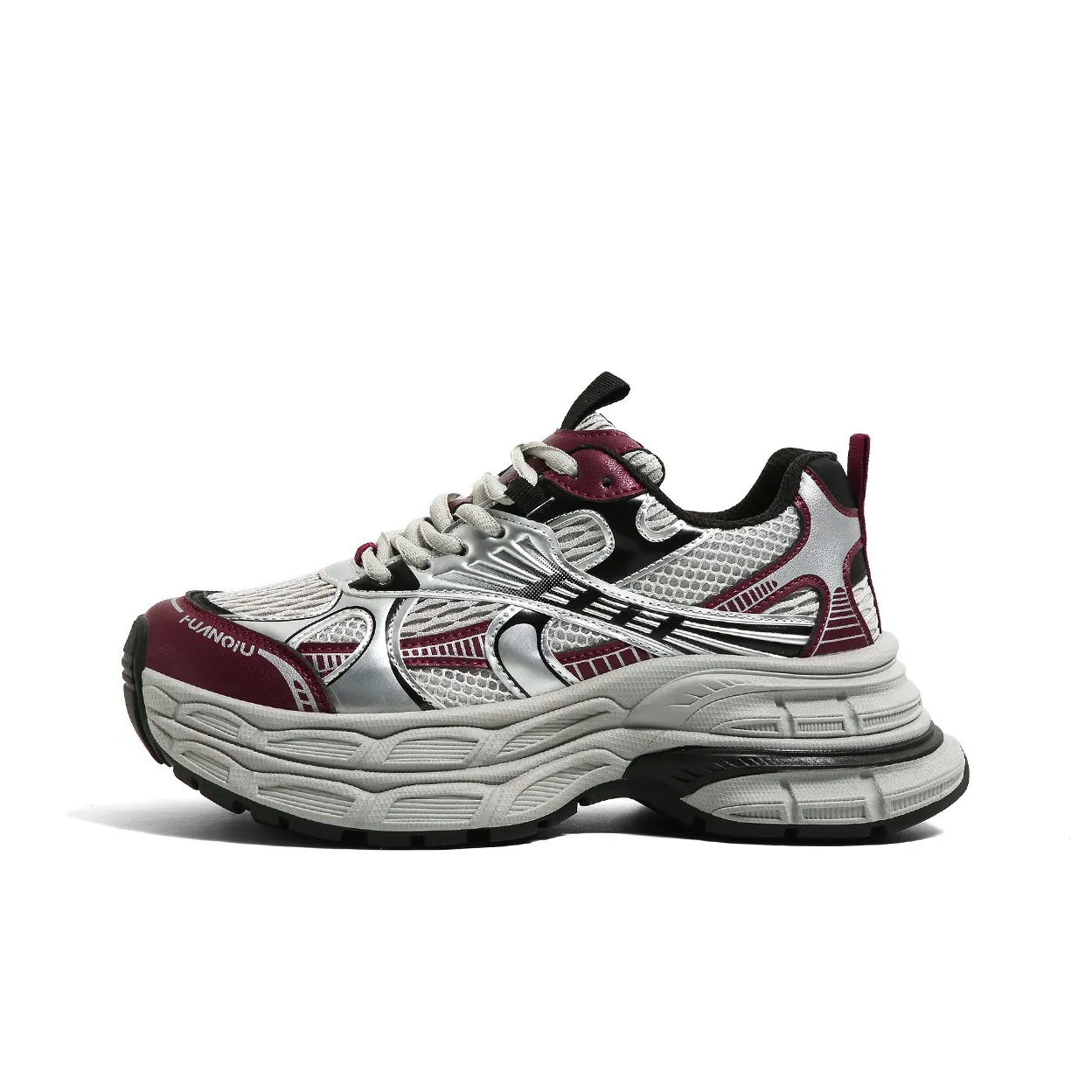 HUANQIU Низкий топ массивные кроссовки женские бордовый