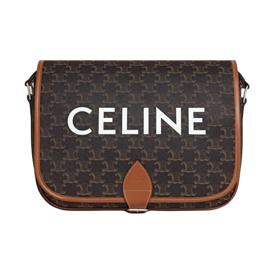 CELINE Messenger Folco In Triomphe Canvas With CELINE Print Crossbody Bags Women's Brown