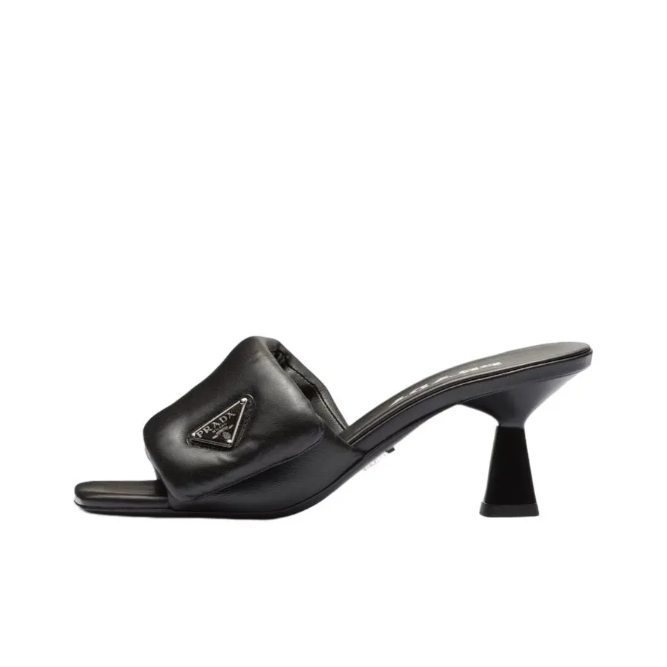 PRADA Soft Padded 65mm Sandals Black Nappa Leather Women's