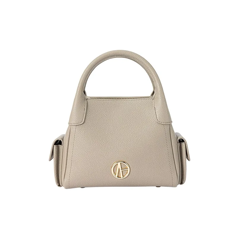 VANESSA HOGAN Сумка из крупнозернистой текстуры коровьей кожи одно плечо женский слоновая серый