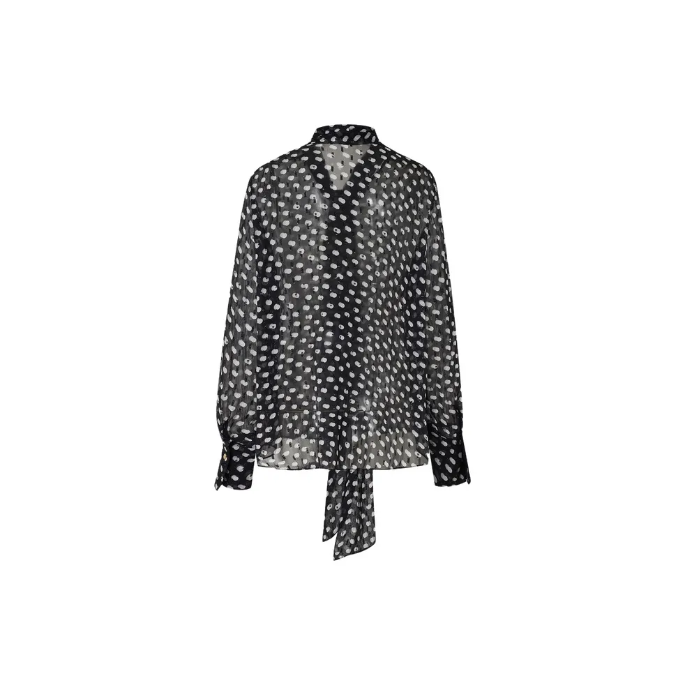 MOCO Рубашка Женская Черная Белая с Полка Дот