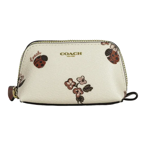 COACH Leather Makeup Bag Women's Chalk White