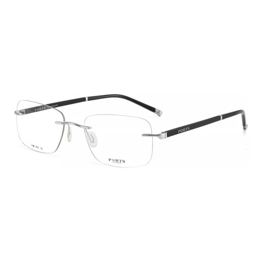 PORTS Пластиковая оправа Металл Прямоугольные Оправы для очков Мужские Серебряные
