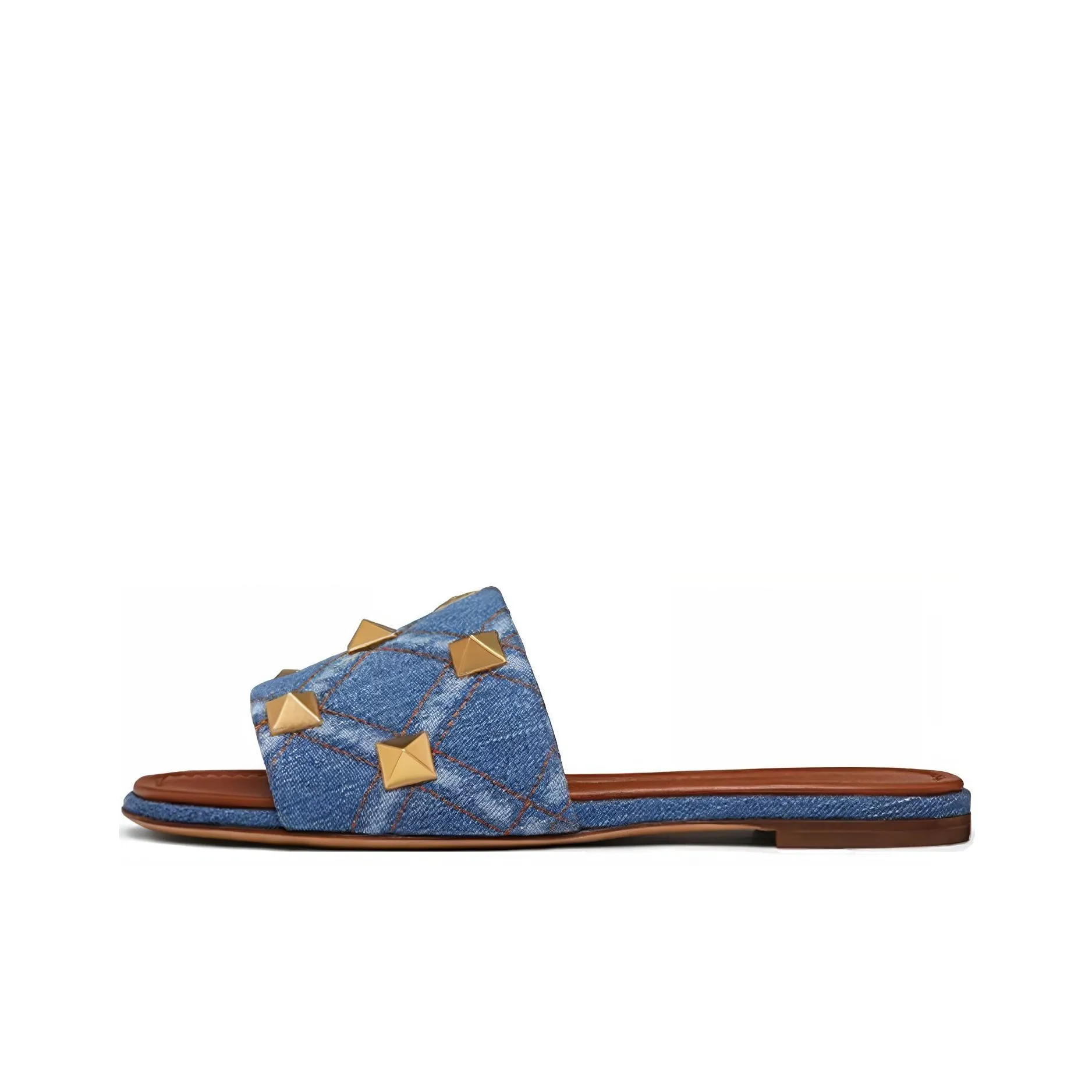 Valentino Rockstud Slide Slippers Women's Blue