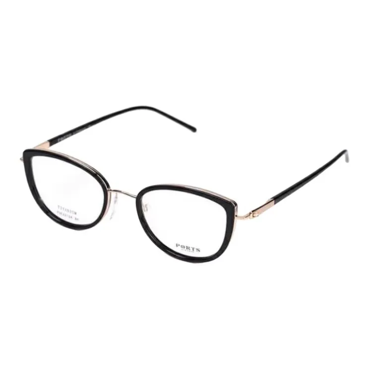 PORTS Титан Кошачий глаз Оправы для очков Женские Черный
