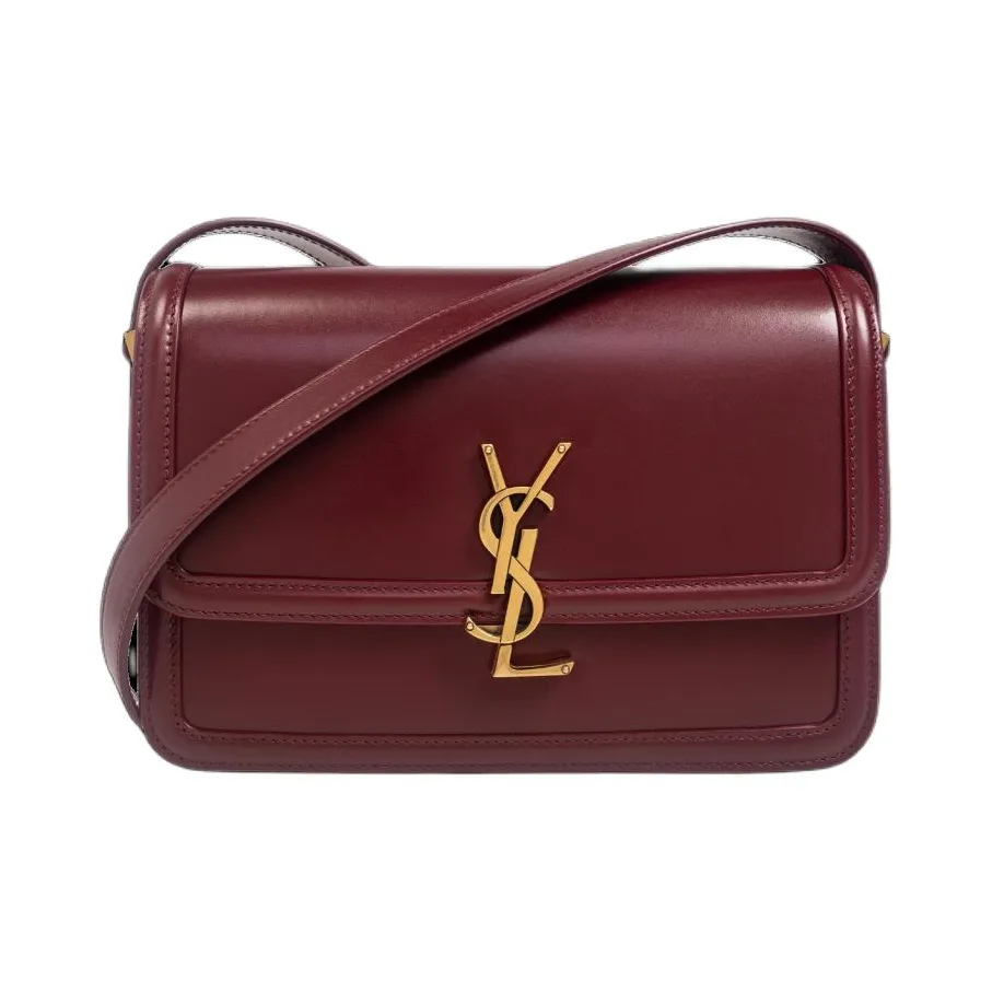 SAINT LAURENT Leather Crossbody Bag Shoulder Bag Women's Burgundy