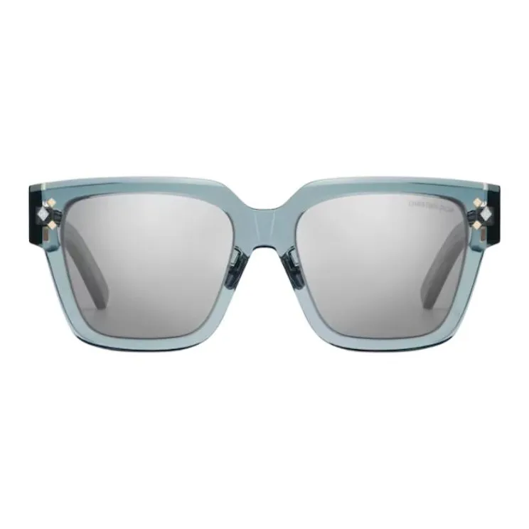 DIOR Acetate Square Sunglasses Men's Transparent Gray