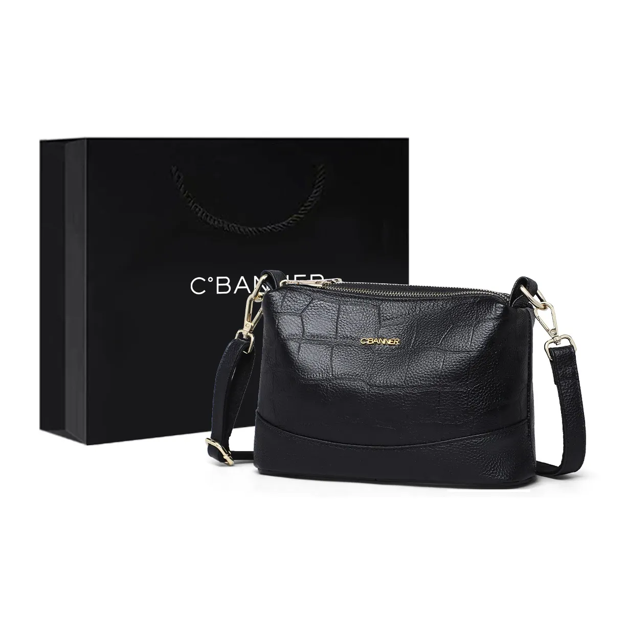 C°BANNER Коровья кожа с синтетической кожей сумка через плечо стандартная женская черная