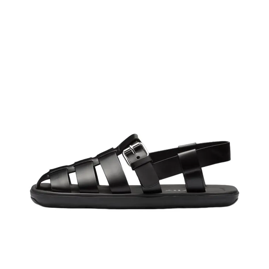 PRADA Interwoven Straps Flat Sandals