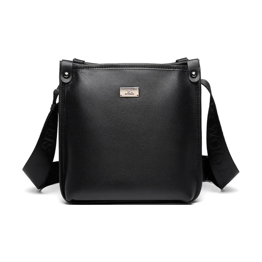 SEPTWOLVES Сумка через плечо из коровьей кожи курьерская сумка QPL стандартная мужская черная