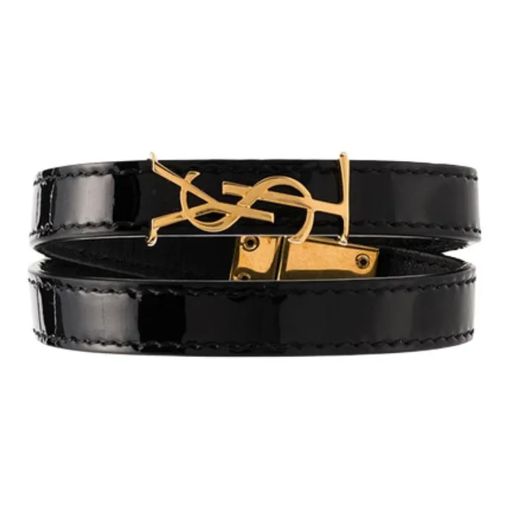 SAINT LAURENT Лакированная кожа Наручные повязки Унисекс Черный