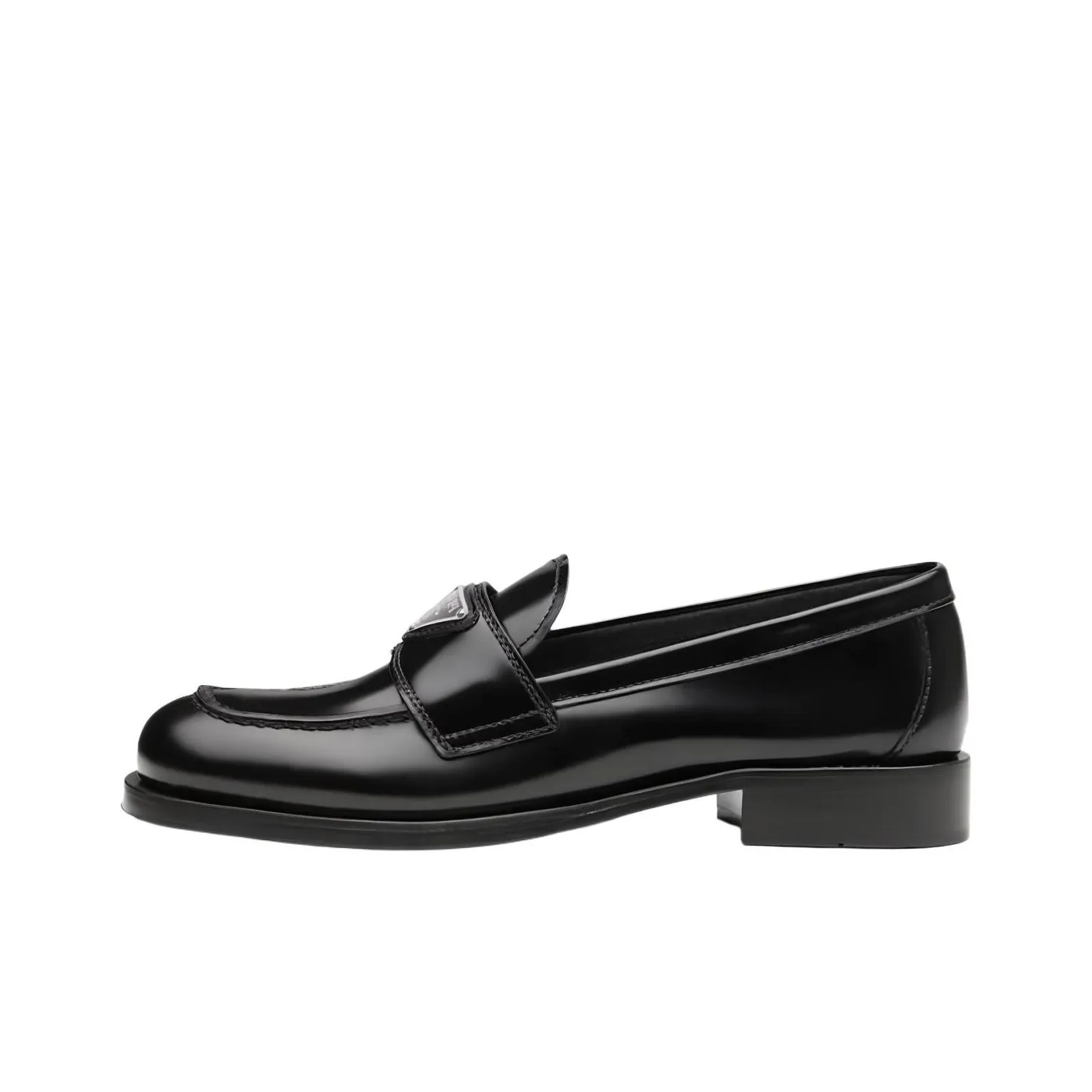 PRADA Logo-plaque Leather Loafers