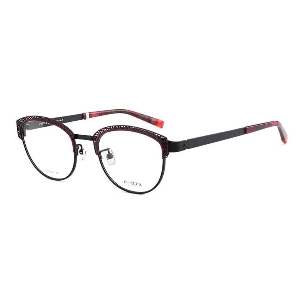 PORTS Alloy Cat Eye Eyeglass Frames Women's Burgundy