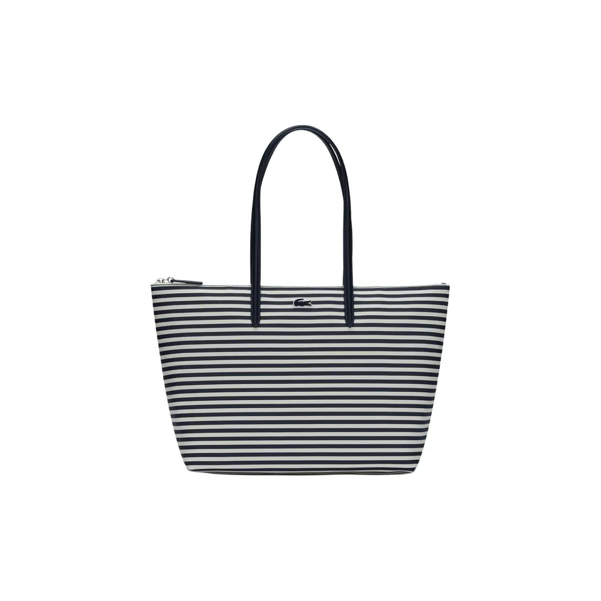 Сумка Tote из ПВХ в сотрудничестве с LACOSTE Сумка для покупок Сумка через плечо Сумка среднего размера Женская Темно-синий Белые полосы