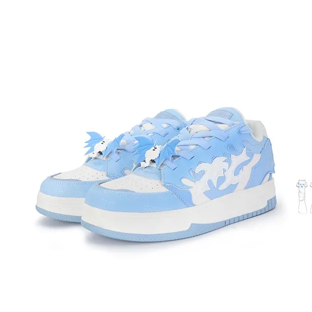 LBPC Skateboard Shoes Unisex Low Top Blue White/Black White