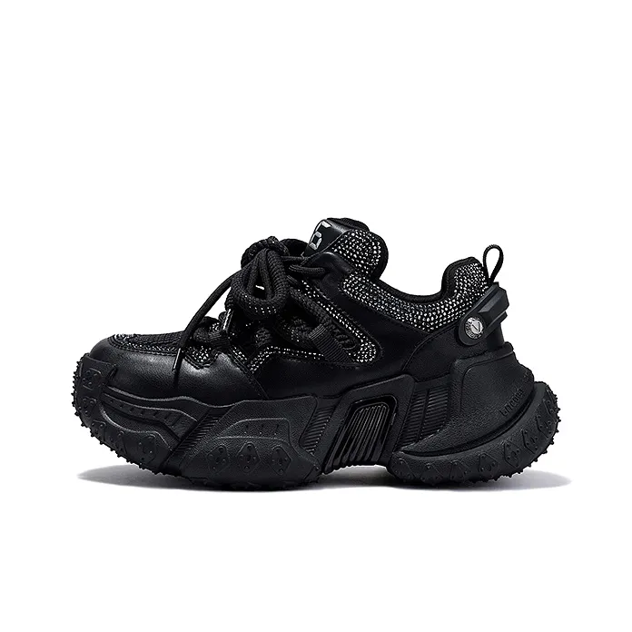 SELAIYA Slip Resistant Low Top Chunky Sneakers Women's Black