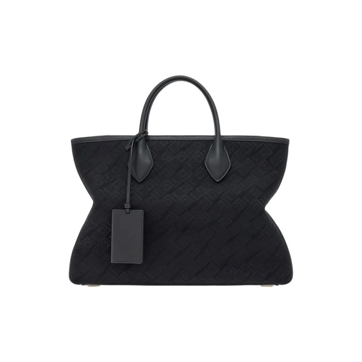FERRAGAMO Jacquard Tote Bag, Shopping Bag, Shoulder Bag, Handbag Tubas Men's Black