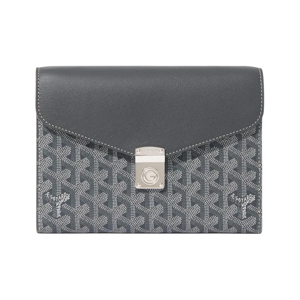 GOYARD Canvas With Calfskin Shoulder Bag Crossbody Bag Unisex Gray