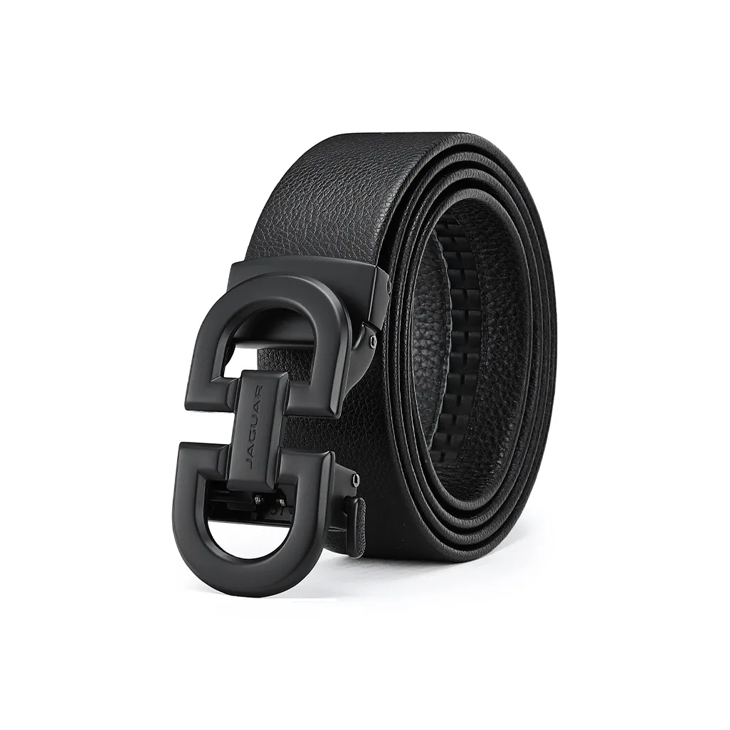 JAGUAR Advanced Cut Out Automatic Buckle For Everyday Work Cow Leather Leather Belts Men's Black Width  3.5cm