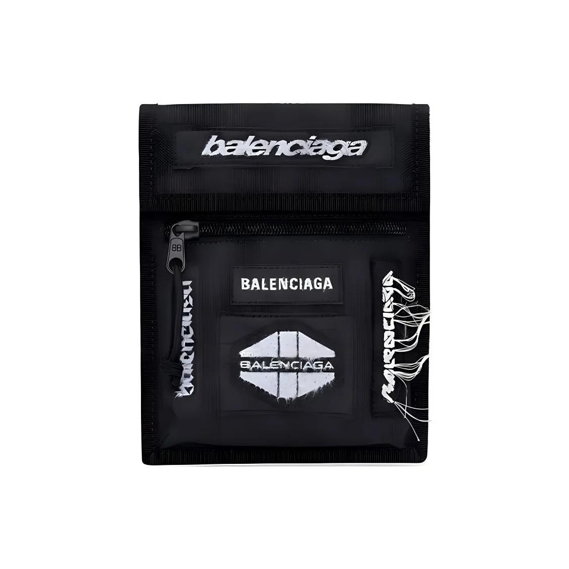 Balenciaga Explorer Embroidery Shoulder Bag, Crossbody Bag Trumpets Men's Black