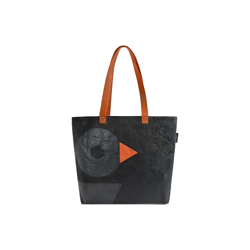 Venque Polyethylene Minimalist Style Tote DuPont Paper Bag Unisex Black