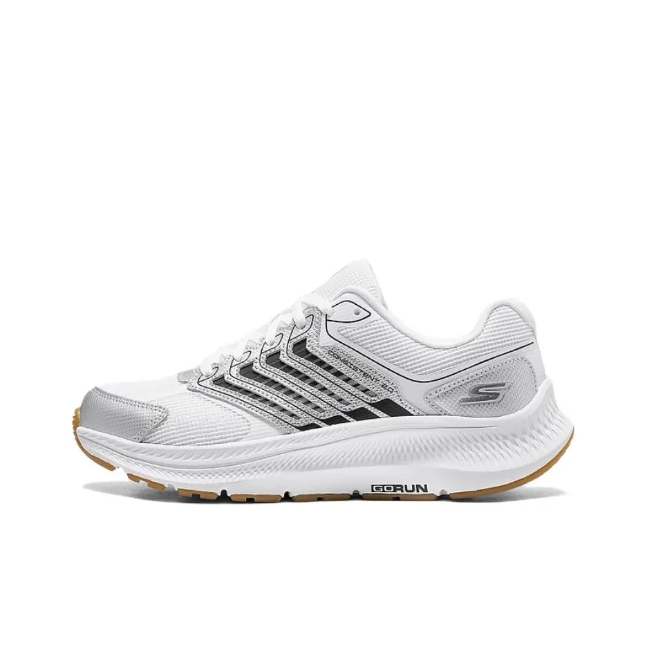 Skechers WOMEN'S GO Series Breathable Coverage Low-Top Casual Running Shoes Women's White Silver
