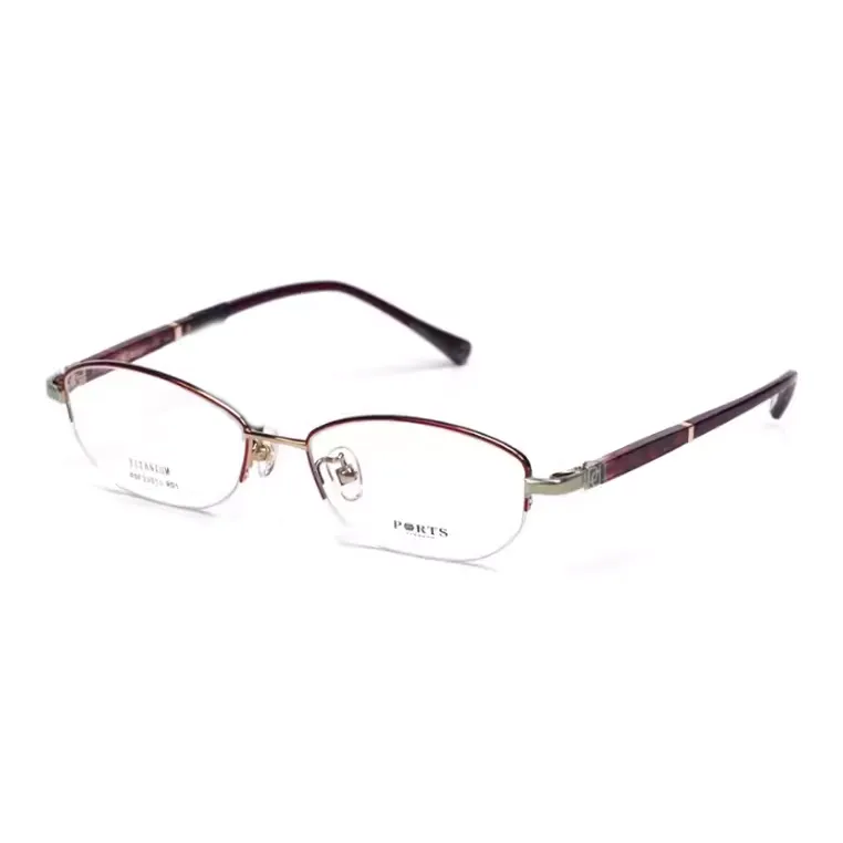 PORTS Титан Нерегулярная форма Оправы для очков Женские Бордовый