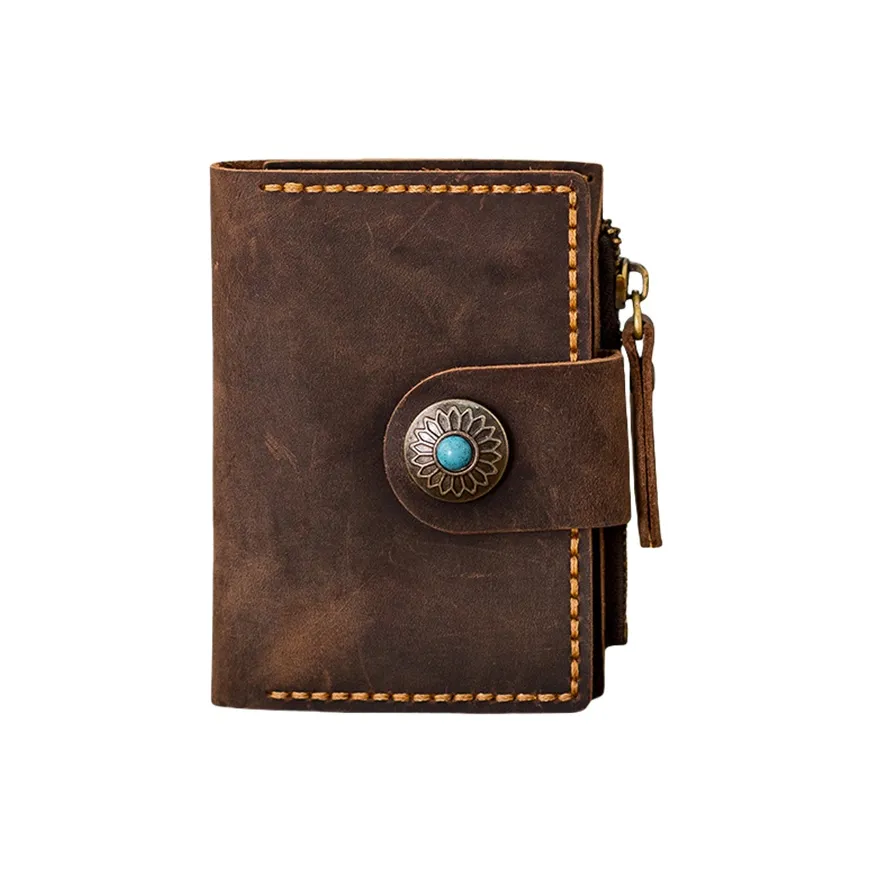 Back Step Лицевая коровья кожа Ключ Change Card Wallet Унисекс Многоцветный