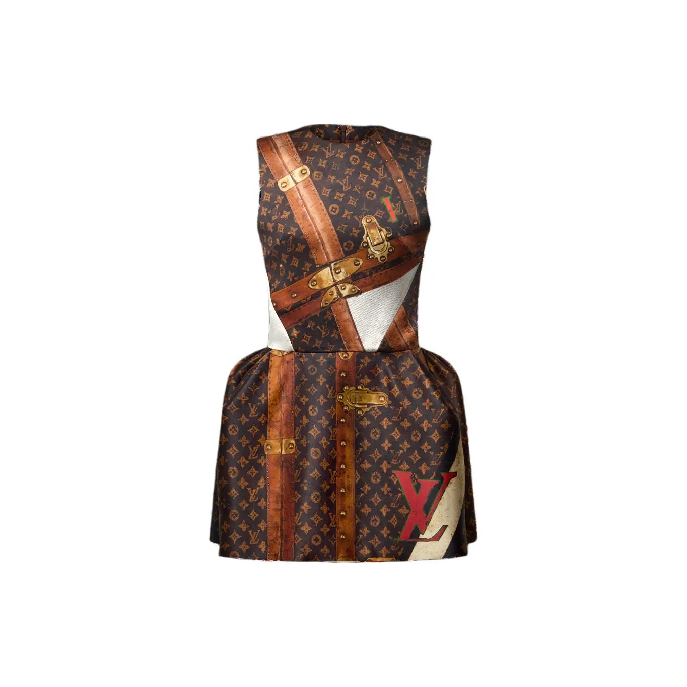 LOUIS VUITTON Lv Trunk Pleat Dress