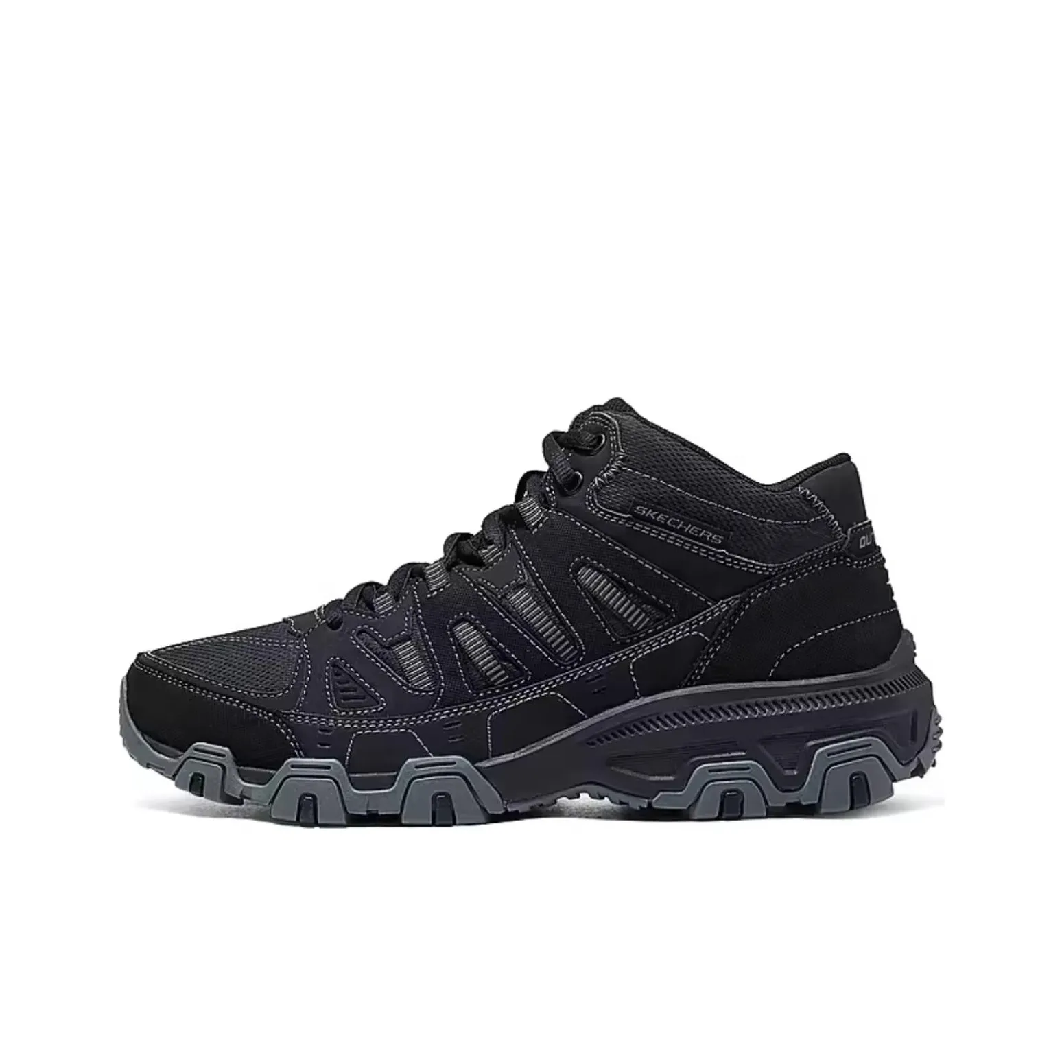 Skechers OUTDOOR MENS Supportive And Elastic Mid Top Hiking Shoes Men's Black Gray Color