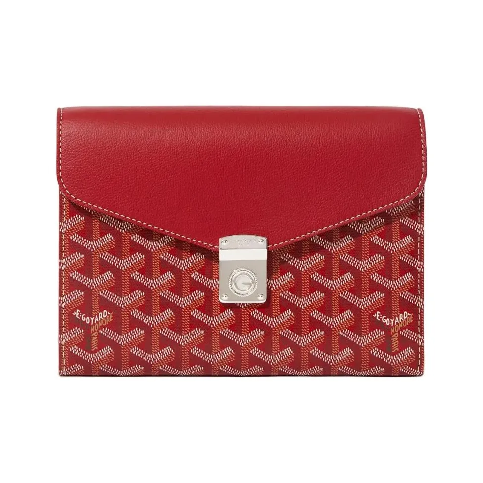 GOYARD Canvas With Calfskin Shoulder Bag Crossbody Bag Unisex Red