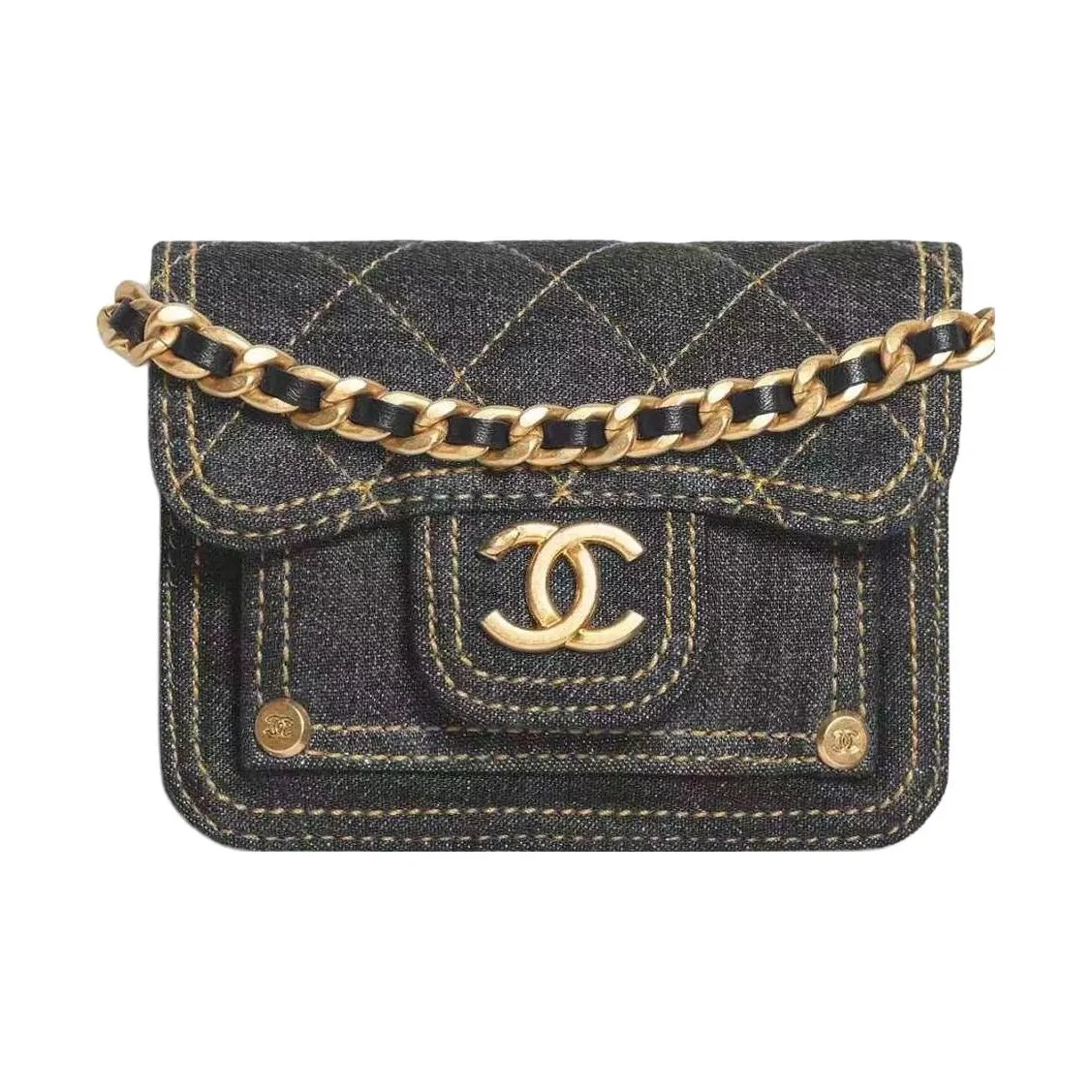 CHANEL Denim Shoulder Bag, Crossbody Bag Mini Women's Black