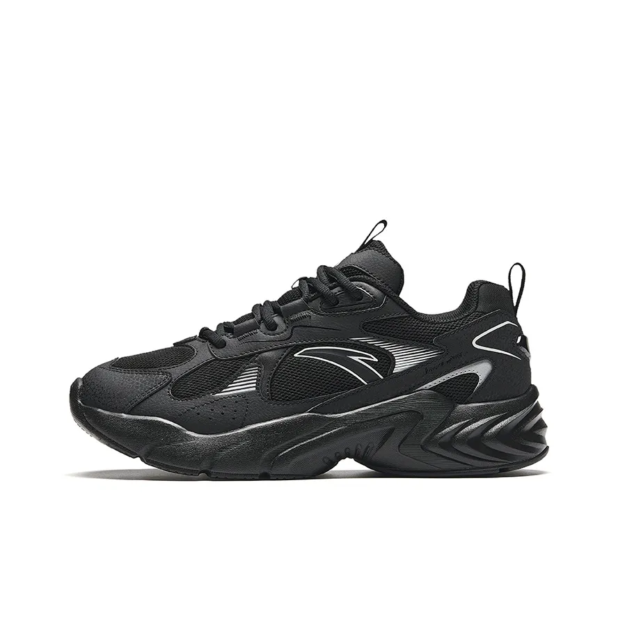 Anta Running Collection Non-slip Wear-resistant Shock Absorption Low-Top Casual Running BALENCIAGA Shoes Men's Black Silver
