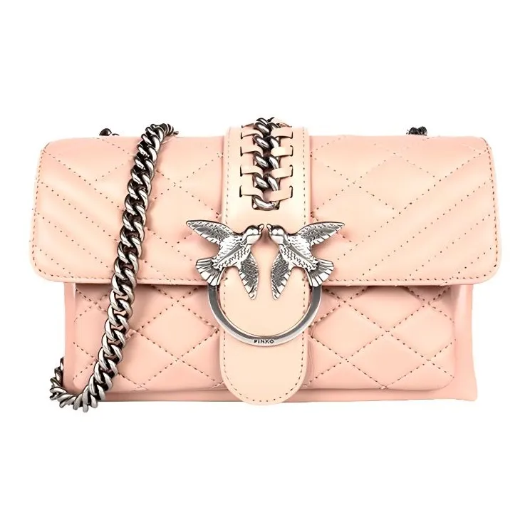 PINKO Cow Leather Flying Bird Swallow Bag Crossbody Bag Shoulder Bag Women's Pink