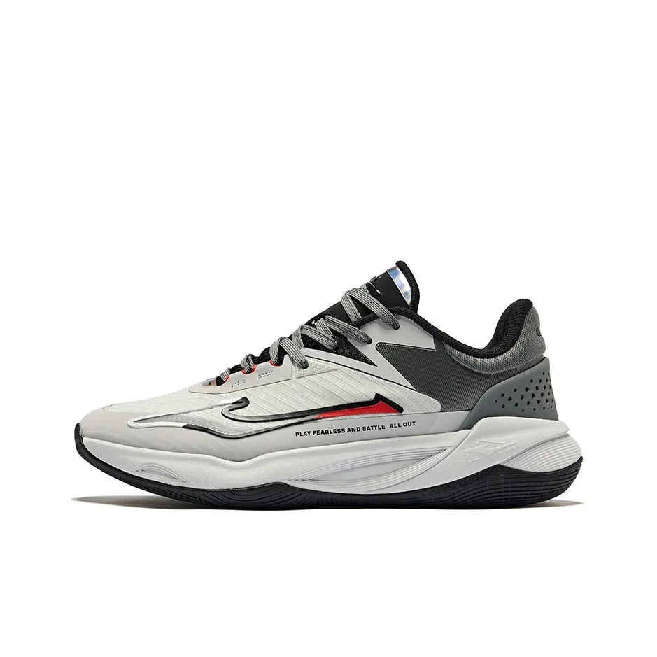 Erke Fearless 1.0 Grip Anti Twist Breathable Low Top Basketball Shoes Men's Mist Gray Steel Gray