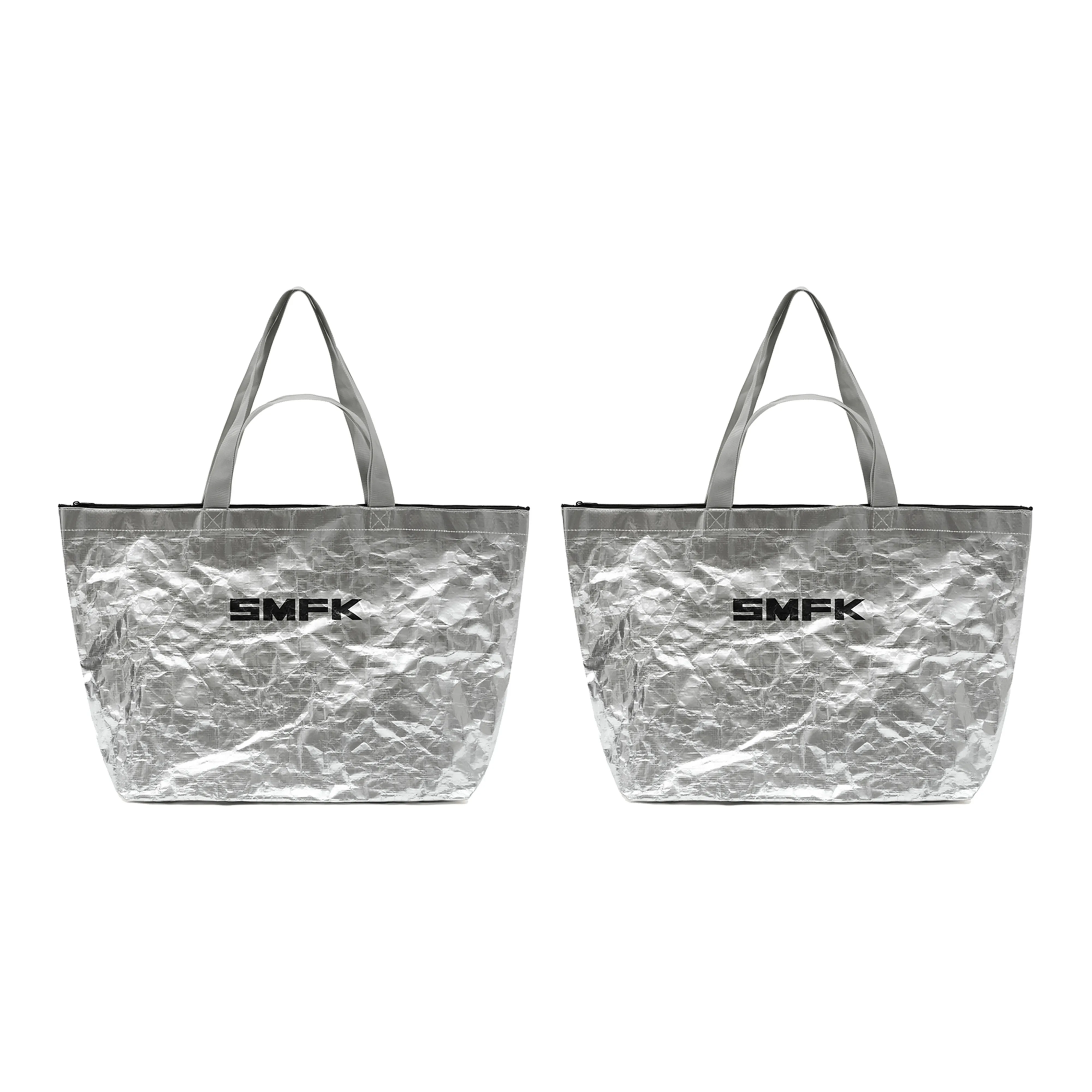 SMFK Double-Sided Hot Melt Woven Material One Shoulder Handbags Regular Women's Silver
