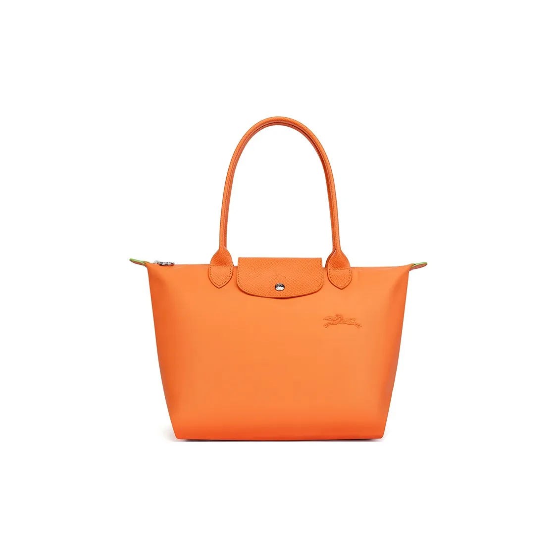 LONGCHAMP Le Pliage Green Переработанный холст с кожей цветовая комбинация сумка-пельмени сумка через плечо средний размер женский апельсин