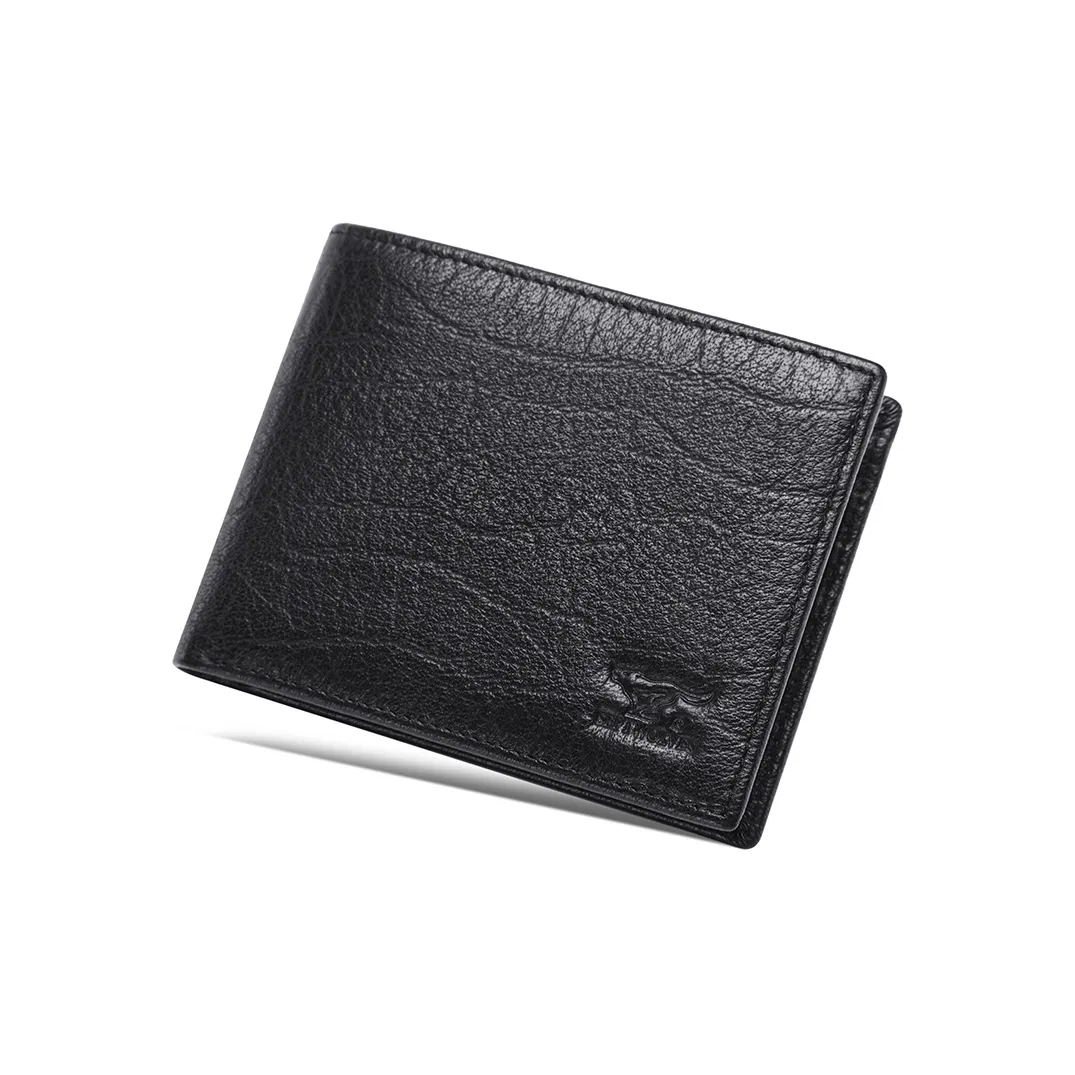 SEPTWOLVES Top Grain Cow Leather Wallet, Card Holder Men's Black