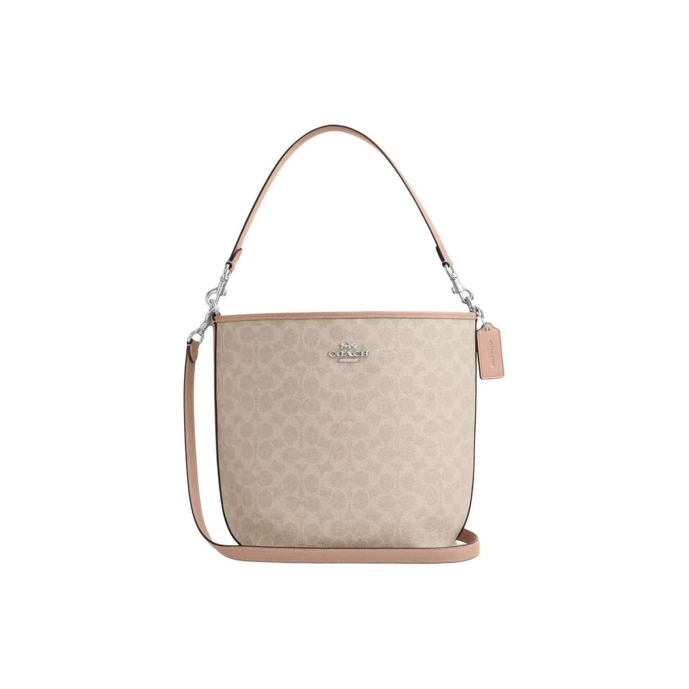 COACH Городская фирменная покрытая холстовая сумка сумка сумка через плечо маленькая женская песочного цвета
