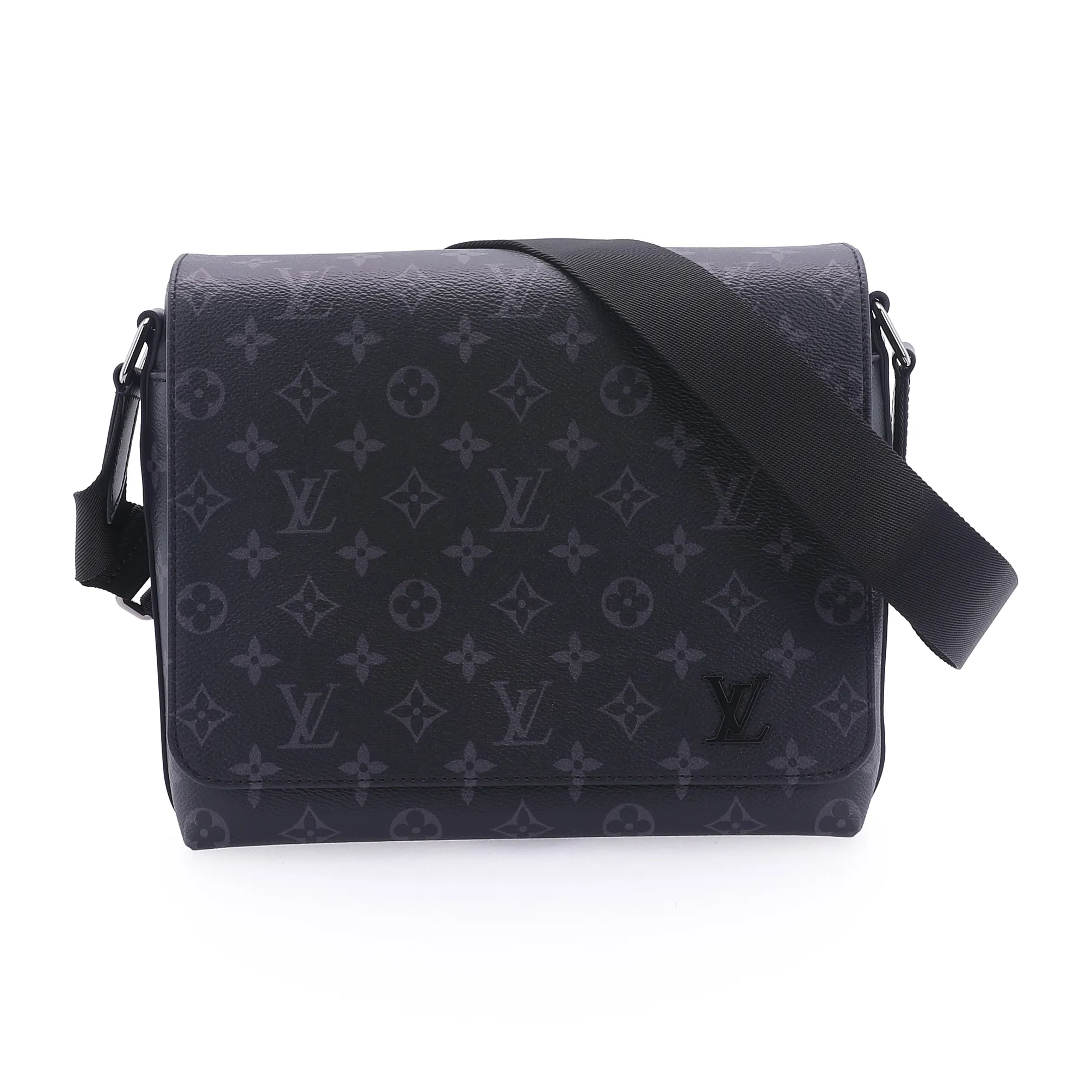 LOUIS VUITTON District Canvas With Leather Messenger Bag, Shoulder Bag, Crossbody Bag Trumpets Men's Black Gray