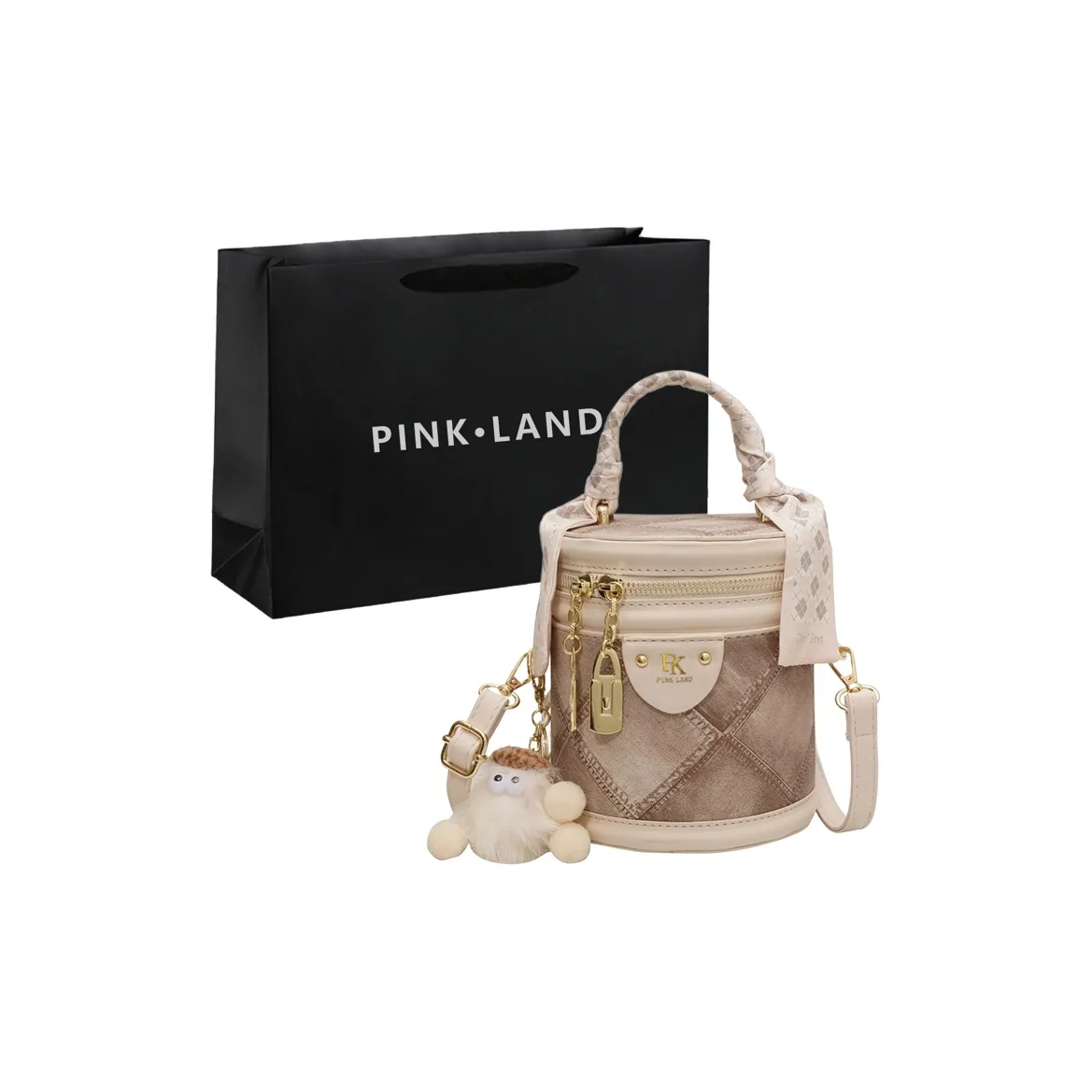 PINK·LAND ПУ (полиуретан) Одно плечо Сумка Женская Белая Черная Синяя