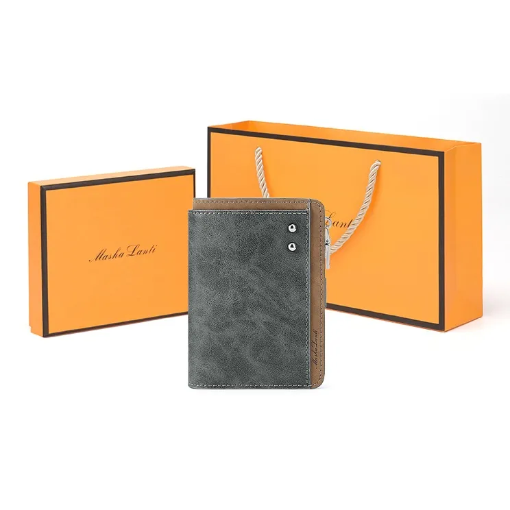 MashaLanti Synthetic Leather Key Pouch Regular Unisex Gray & Brown