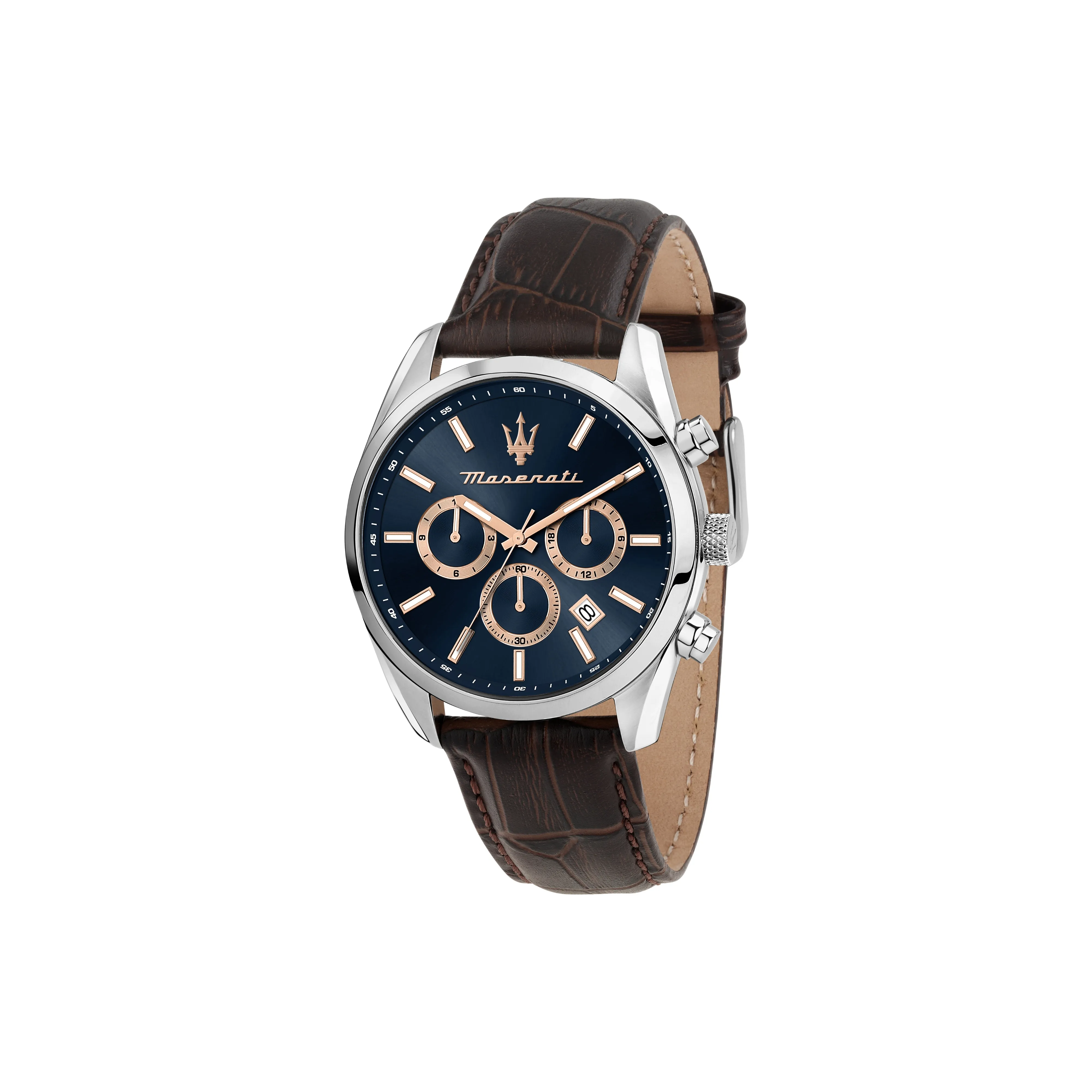 Maserati Heartstring Collection Кварцевые Мужские Часы Естественная Кожа Ремешок 43 мм Синий Циферблат