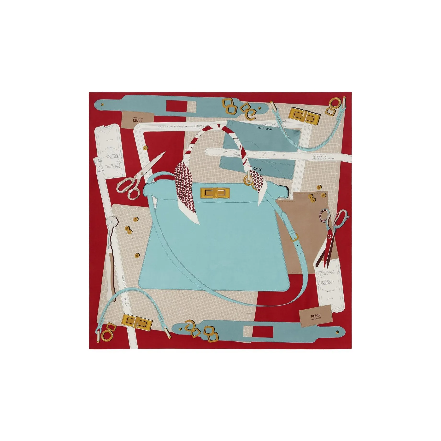 FENDI Peekaboo Bag Printed Scarf